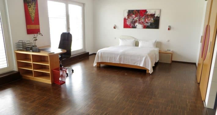 King-size bed and desk